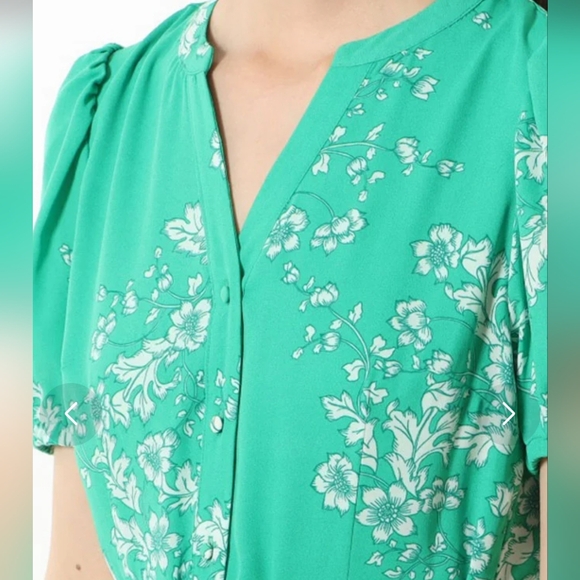 US8🍀Nanette Lepore Green Floral Belted Midi Dress - Picture 3 of 11